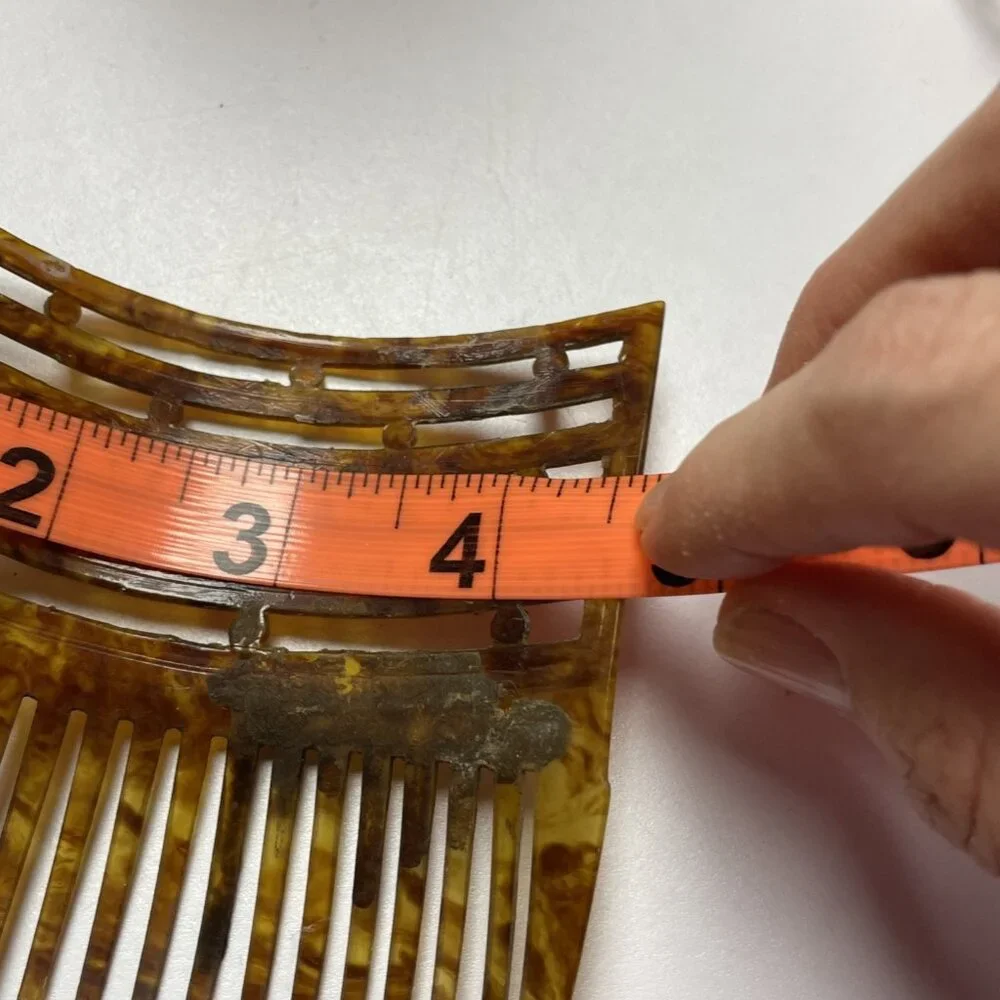 Vintage Art Deco Faux Tortoise Hair Comb Large Geometric